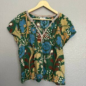 Anthropologie Velvet by Graham and Spencer Tullia Printed Cotton Blouse